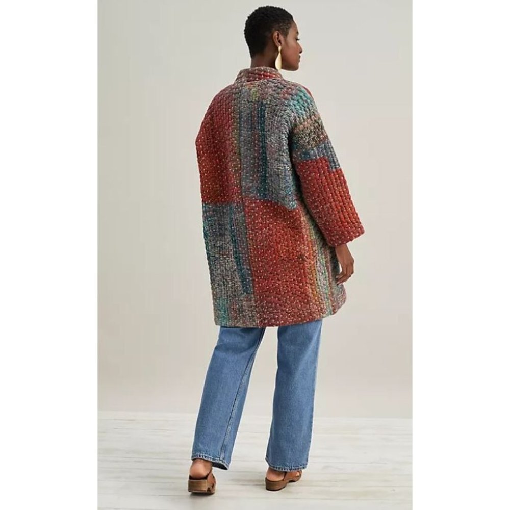 Anthropologie Neeru Kumar Stitched Sharona Quilted Blanket Kimono Jacket Size L - Picture 3 of 9